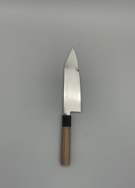 【切付包丁】ダマスカス 180mm 黒合板とくるみ八角柄