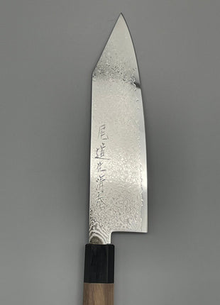 【切付包丁】ダマスカス 180mm 黒合板とくるみ八角柄