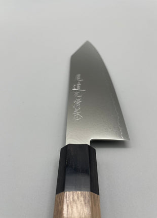 【切付包丁】ダマスカス 180mm 黒合板とくるみ八角柄