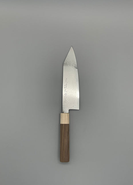 【切付包丁】ダマスカス 180mm メープルとくるみ八角柄