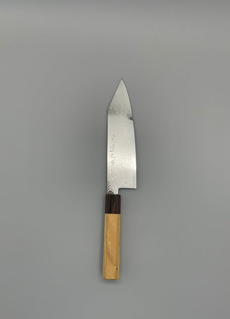 【切付包丁】ダマスカス 180mm マホガニーとけやき八角柄