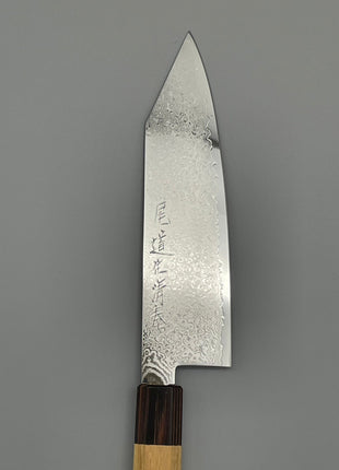 【切付包丁】ダマスカス 180mm マホガニーとけやき八角柄