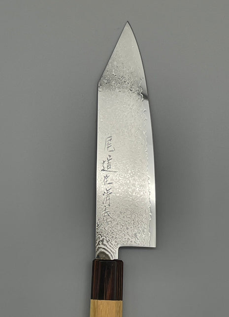 【切付包丁】ダマスカス 180mm マホガニーとけやき八角柄