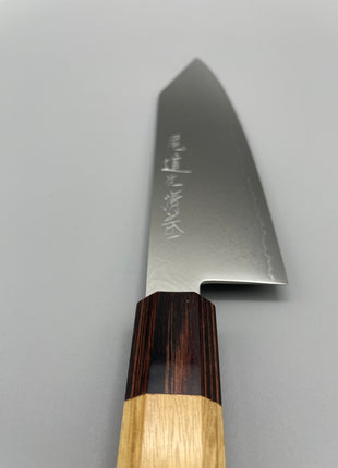 【切付包丁】ダマスカス 180mm マホガニーとけやき八角柄