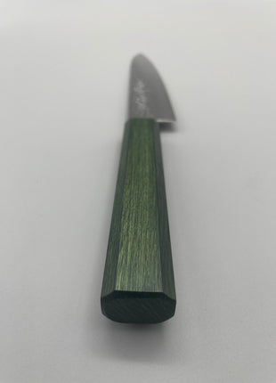 【ペティナイフ】槌目ダマスカス 150mm 漆塗り（緑漆）八角柄