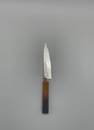 【ペティナイフ】槌目ダマスカス 150mm 漆塗り（艶漆）八角柄