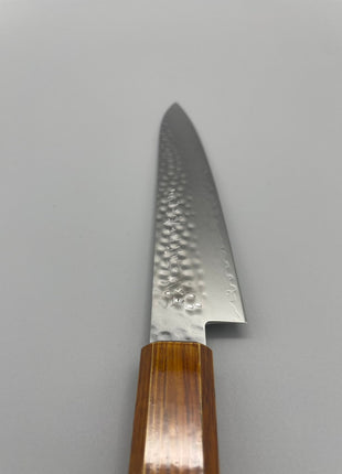 【ペティナイフ】槌目ダマスカス 150mm 漆塗り（艶漆）八角柄