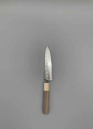 【ペティナイフ】槌目ダマスカス 150mm メープルとくるみ八角柄