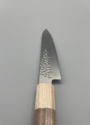 【ペティナイフ】槌目ダマスカス 150mm メープルとくるみ八角柄