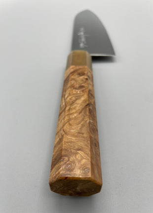 【三徳包丁】和包丁柄 ダマスカス 180mm 水牛とカリンコブ八角柄