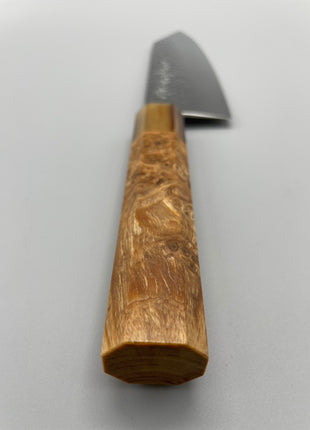 【切付包丁】和包丁柄 槌目ダマスカス 180mm 水牛とカリンコブ八角柄