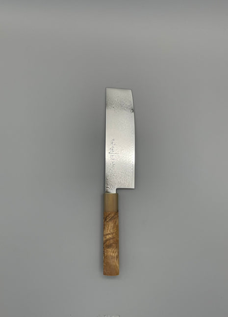 【菜切包丁】和包丁柄 ダマスカス 165mm 水牛とカリンコブ八角柄