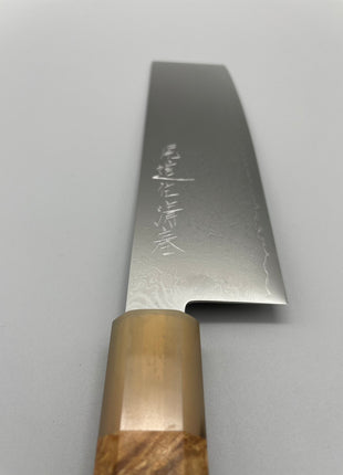 【菜切包丁】和包丁柄 ダマスカス 165mm 水牛とカリンコブ八角柄