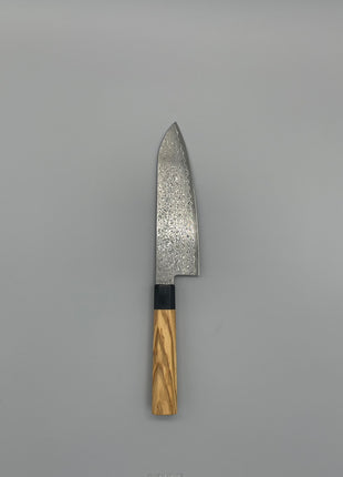 【三徳包丁】和包丁柄 ダマスカス67層 165mm 黒合板とオリーブ八角柄