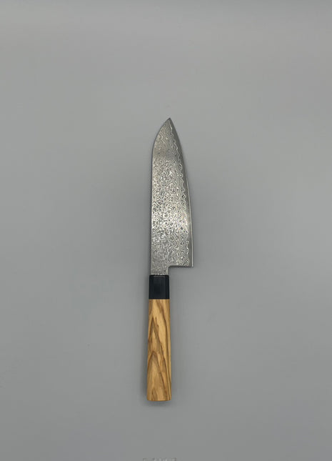【三徳包丁】和包丁柄 ダマスカス67層 165mm 黒合板とオリーブ八角柄
