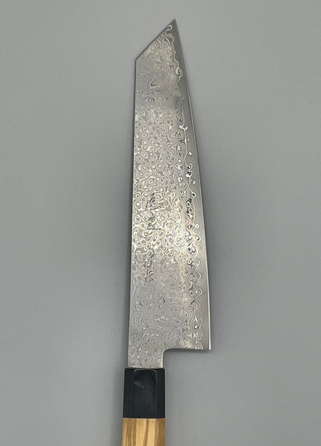 【切付包丁】和包丁柄 ダマスカス67層 180mm 黒合板とオリーブ八角柄
