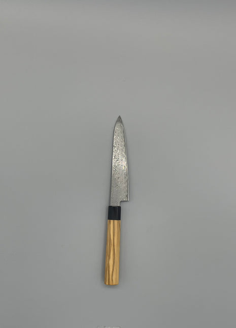 【ペティナイフ】和包丁柄 ダマスカス67層 140mm 黒合板とオリーブ八角柄