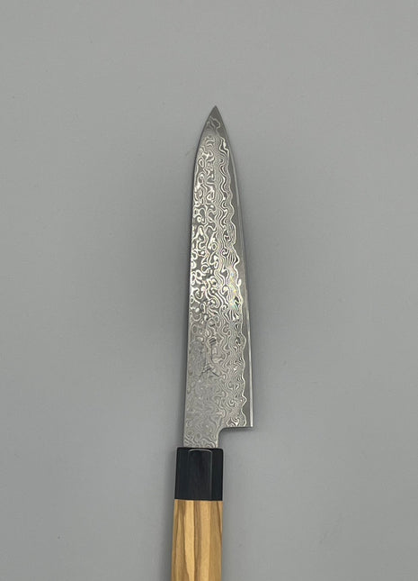 【ペティナイフ】和包丁柄 ダマスカス67層 140mm 黒合板とオリーブ八角柄