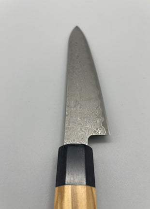 【ペティナイフ】和包丁柄 ダマスカス67層 140mm 黒合板とオリーブ八角柄