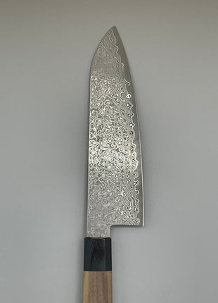 【三徳包丁】和包丁柄 ダマスカス67層 165mm 黒合板とくるみ八角柄