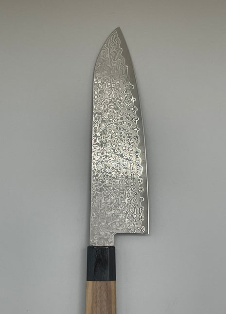 【三徳包丁】和包丁柄 ダマスカス67層 165mm 黒合板とくるみ八角柄