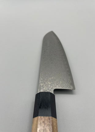 【三徳包丁】和包丁柄 ダマスカス67層 165mm 黒合板とくるみ八角柄