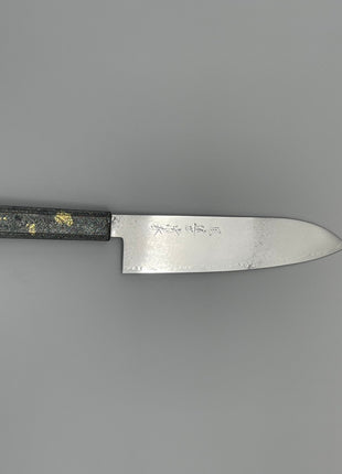 【三徳包丁】ダマスカス 180mm 漆塗り柄(金)